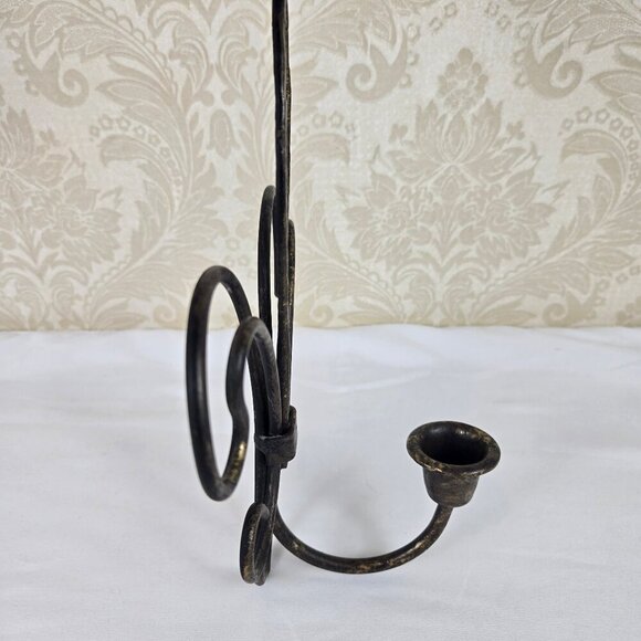 Pair of Metal Fleur de Lis Sconces Wall Hanging Black Gold Hilights Taper Candle - Picture 6 of 10